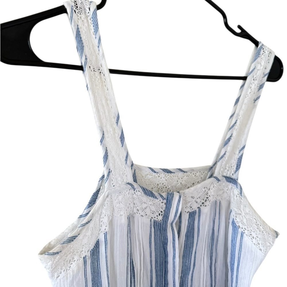 LoveShackFancy Blue & White Striped Lace-Trim Maxi Dress - Picture 4 of 8